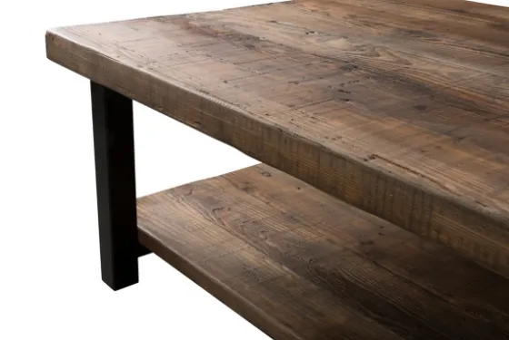 Large Brown Pine Wood And Metal Coffee Table-Kirkland's Home Flash Sale