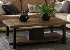 Large Brown Pine Wood And Metal Coffee Table-Kirkland's Home Flash Sale