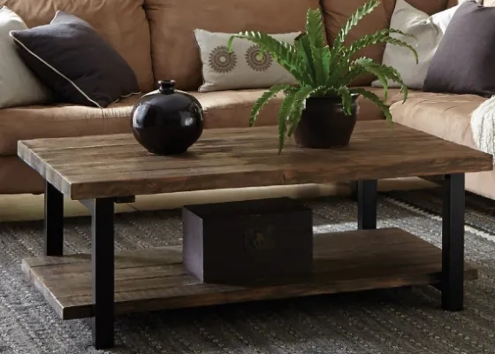 Large Brown Pine Wood And Metal Coffee Table-Kirkland's Home Flash Sale