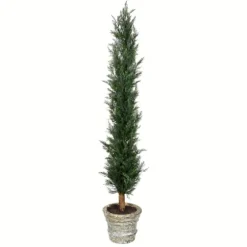 Large Cedar Tree In Mossy White Planter, 60 In.-Kirkland's Home Outlet