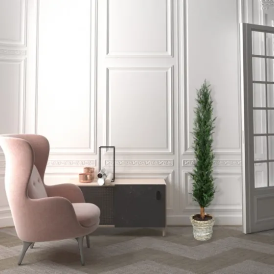 Large Cedar Tree In Mossy White Planter, 60 In.-Kirkland's Home Outlet