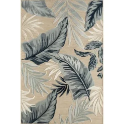 Large Print Tropical Leaf Outdoor Area Rug, 5X7-Kirkland's Home Shop