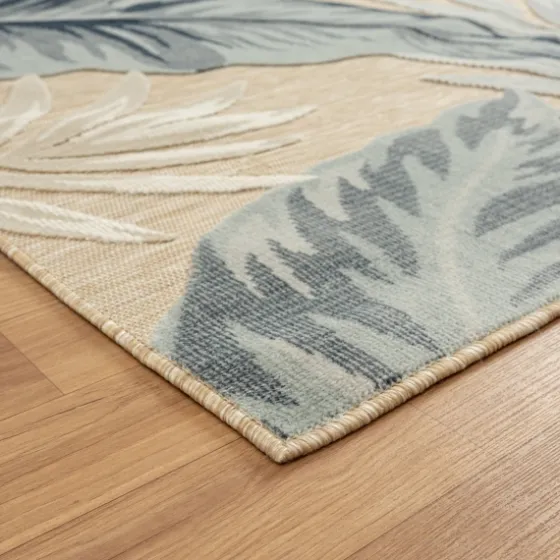 Large Print Tropical Leaf Outdoor Area Rug, 5X7-Kirkland's Home Shop