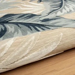 Large Print Tropical Leaf Outdoor Area Rug, 5X7-Kirkland's Home Shop