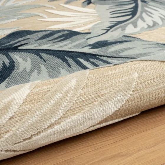 Large Print Tropical Leaf Outdoor Area Rug, 5X7-Kirkland's Home Shop