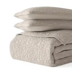 Latte Floral Stitch 3-Pc. Queen Quilt Set-Kirkland's Home Best Sale