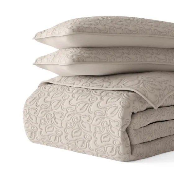 Latte Floral Stitch 3-Pc. Queen Quilt Set-Kirkland's Home Best Sale