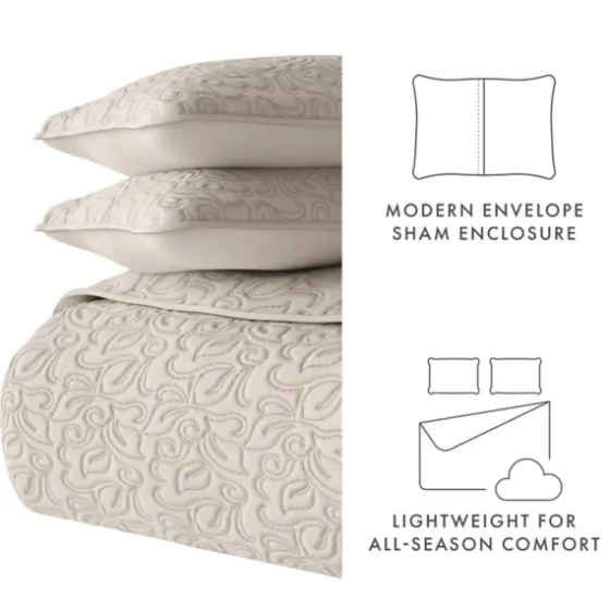 Latte Floral Stitch 2-Pc. Twin Quilt Set-Kirkland's Home Outlet