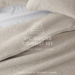 Latte Floral Stitch 2-Pc. Twin Quilt Set-Kirkland's Home Outlet