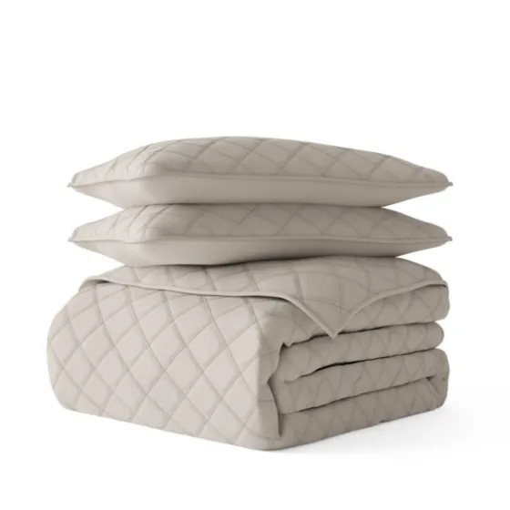 Latte Stitched Diamond 3-Pc. King Quilt Set-Kirkland's Home Hot