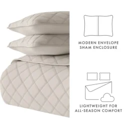 Latte Stitched Diamond 3-Pc. King Quilt Set-Kirkland's Home Hot