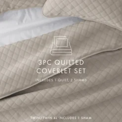 Latte Stitched Diamond 3-Pc. King Quilt Set-Kirkland's Home Hot