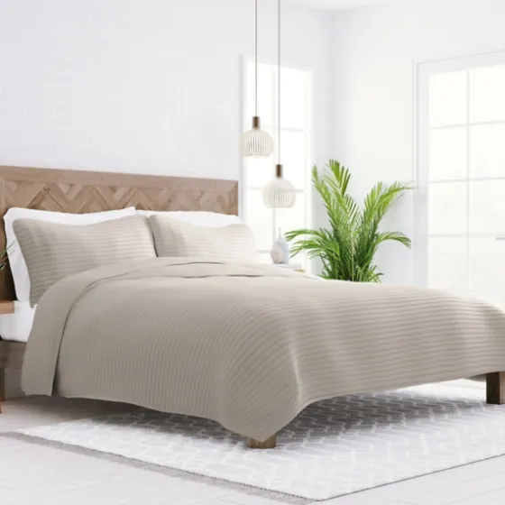 Latte Stitched Stripes 2-Pc. Twin Quilt Set-Kirkland's Home Best