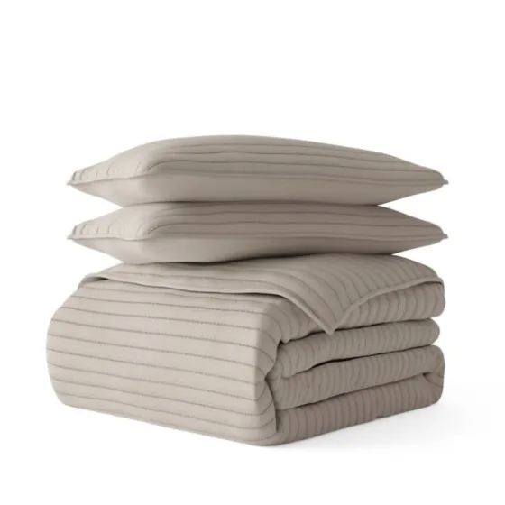 Latte Stitched Stripes 2-Pc. Twin Quilt Set-Kirkland's Home Best