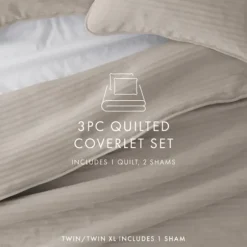Latte Stitched Stripes 2-Pc. Twin Quilt Set-Kirkland's Home Best
