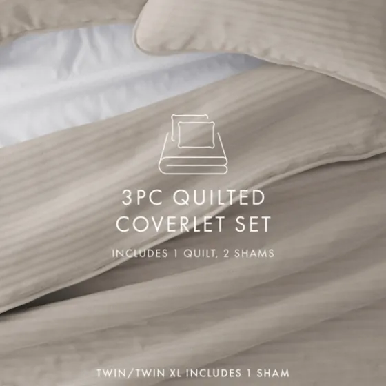 Latte Stitched Stripes 2-Pc. Twin Quilt Set-Kirkland's Home Best