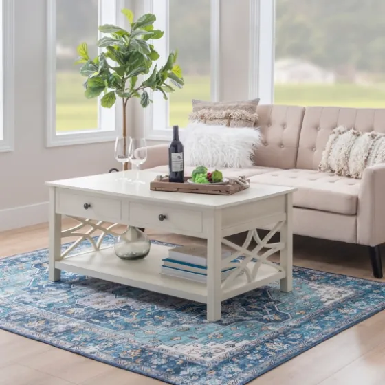 Lattice Raised Top Storage Coffee Table-Kirkland's Home Flash Sale