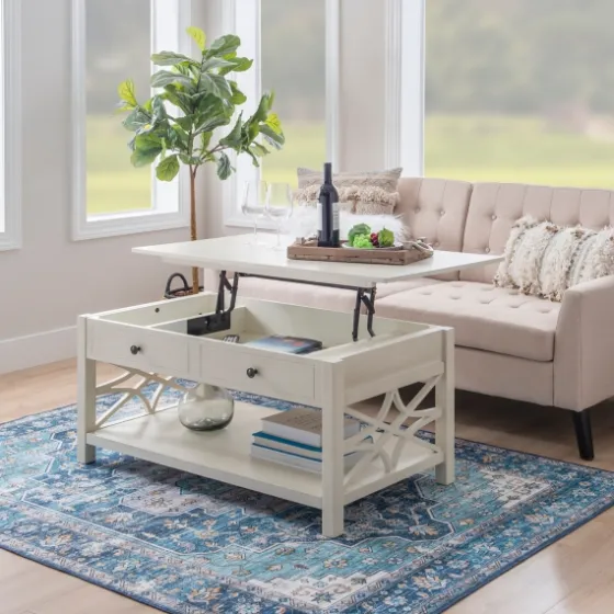 Lattice Raised Top Storage Coffee Table-Kirkland's Home Flash Sale