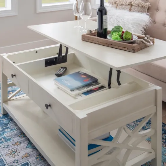 Lattice Raised Top Storage Coffee Table-Kirkland's Home Flash Sale
