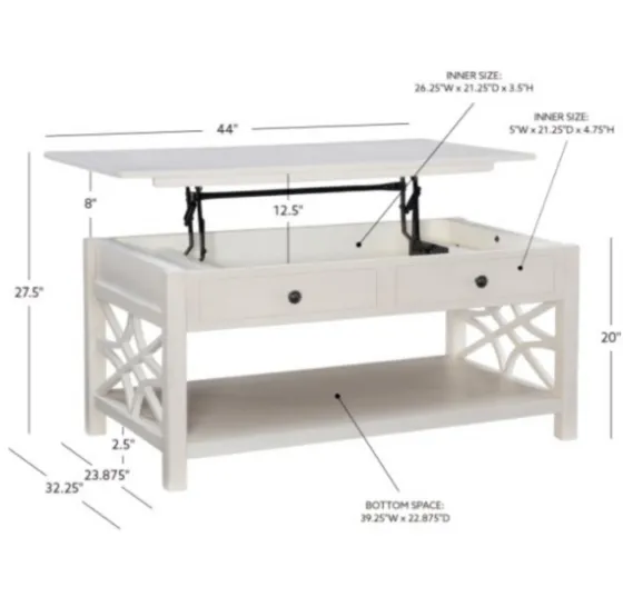 Lattice Raised Top Storage Coffee Table-Kirkland's Home Flash Sale