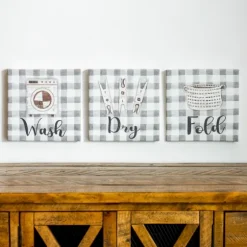 Laundry Sentiment Canvas Art Prints, Set Of 3-Kirkland's Home Clearance