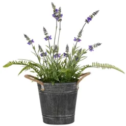 Lavender And Fern Arrangement In Iron Pot, 18 In.-Kirkland's Home Outlet