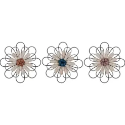 Layered Metal & Wood Flower Wall Plaques, Set Of 3-Kirkland's Home Best Sale