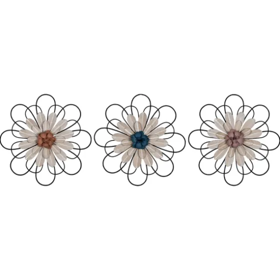 Layered Metal & Wood Flower Wall Plaques, Set Of 3-Kirkland's Home Best Sale