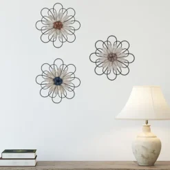 Layered Metal & Wood Flower Wall Plaques, Set Of 3-Kirkland's Home Best Sale