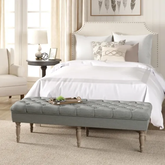 Layla Button Tufted Bench-Kirkland's Home Hot