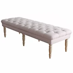 Layla Natural Button Tufted Bench-Kirkland's Home Discount