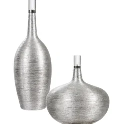 Leaf Ribbed Gatsby Bottle Vases, Set Of 2-Kirkland's Home Online