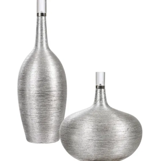 Leaf Ribbed Gatsby Bottle Vases, Set Of 2-Kirkland's Home Online