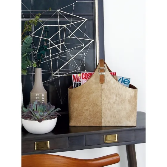 Leather Hide Modern Magazine Rack Basket-Kirkland's Home Cheap