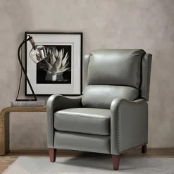 Leather Nailhead Traditional Recliner-Kirkland's Home Discount