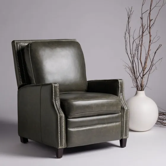 Leather Nailhead Trim Recliner-Kirkland's Home Shop