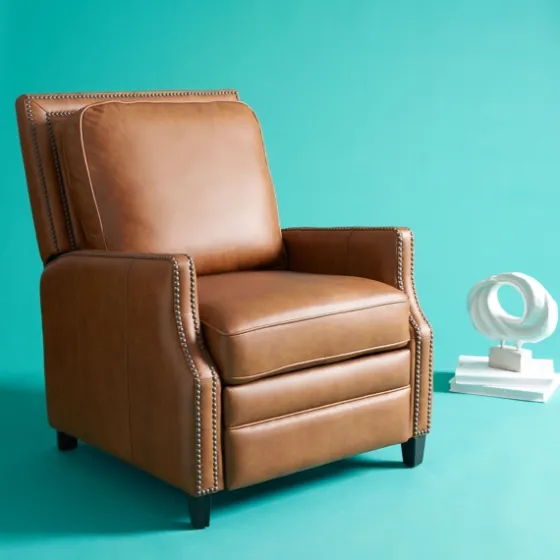 Leather Nailhead Trim Recliner-Kirkland's Home Hot
