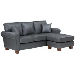 Leather Rolled Arm Sectional-Kirkland's Home Store