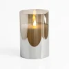 Led Soft Flame Glass Pillar Candle, 3X6 In.-Kirkland's Home Fashion