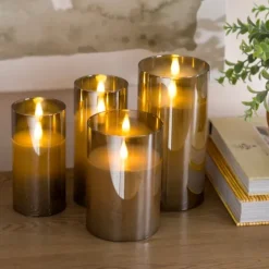 Led Soft Flame Glass Pillar Candle, 3X6 In.-Kirkland's Home Fashion