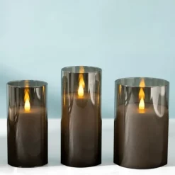 Led Soft Flame Glass Pillar Candle, 3X6 In.-Kirkland's Home Fashion