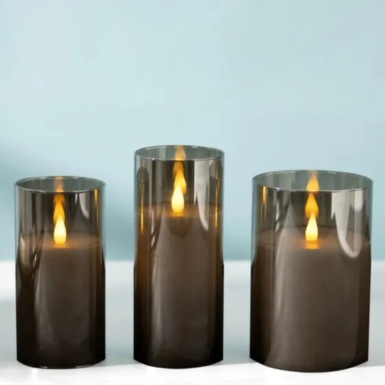 Led Soft Flame Glass Pillar Candle, 4X6 In.-Kirkland's Home Cheap