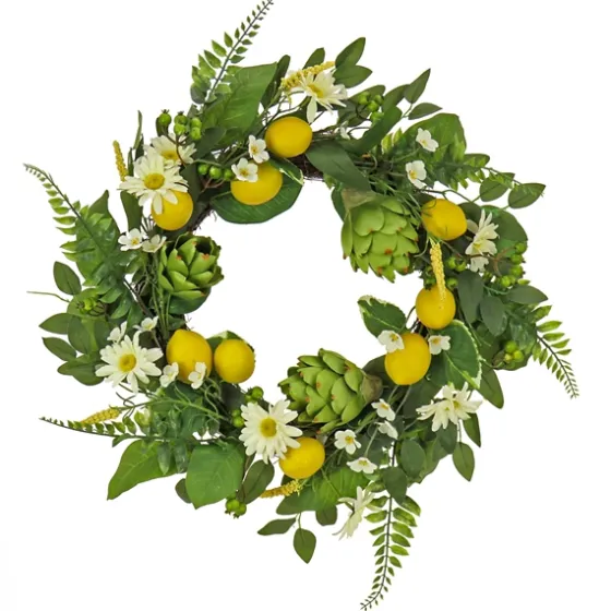 Lemon And Artichoke Daisy Wreath-Kirkland's Home Clearance
