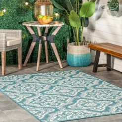 Leslie Green Floral Trellis Outdoor Rug, 5X8-Kirkland's Home Best Sale
