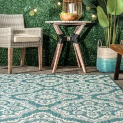 Leslie Green Floral Trellis Outdoor Rug, 5X8-Kirkland's Home Best Sale