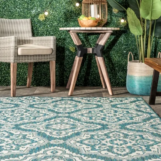 Leslie Green Floral Trellis Outdoor Rug, 5X8-Kirkland's Home Best Sale