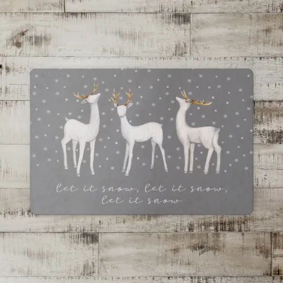 Let It Snow Reindeer Christmas Floor Mat-Kirkland's Home Online