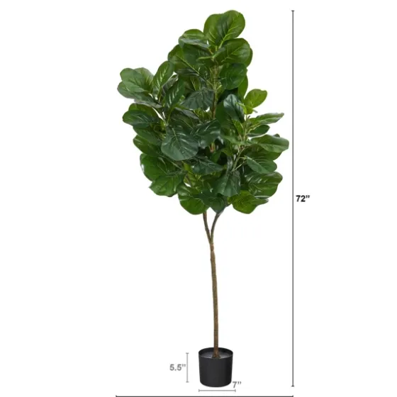 Lifelike Fiddle Leaf Fig In Nursery Planter, 6 Ft.-Kirkland's Home Store