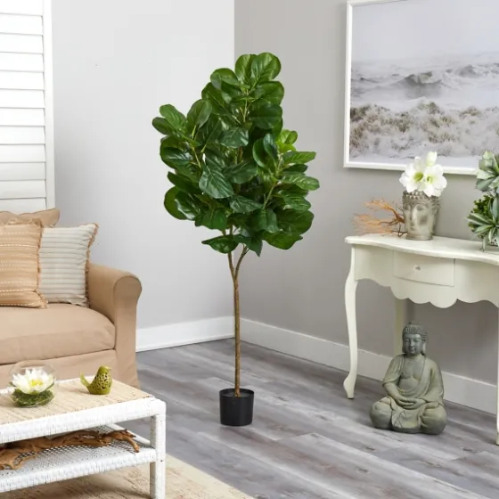 Lifelike Fiddle Leaf Fig In Nursery Planter, 6 Ft.-Kirkland's Home Store