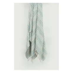 Light Blue And Ivory Striped Cotton Throw-Kirkland's Home Cheap